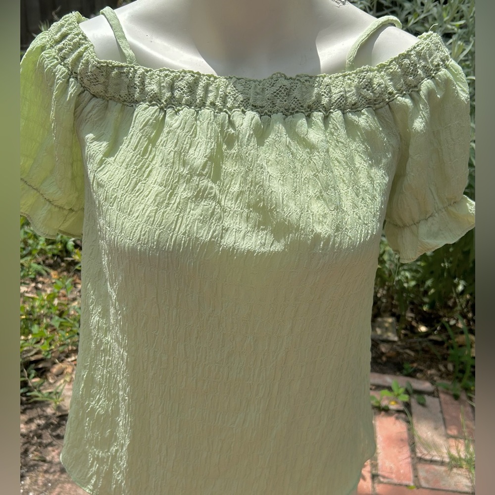 BCX green off shoulder top
